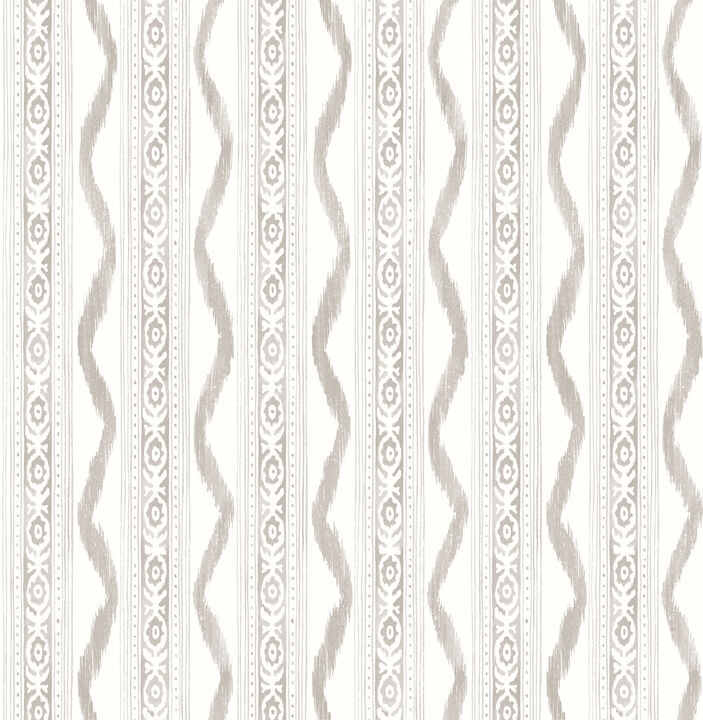 Rhys Stone IKAT Stripe Wallpaper