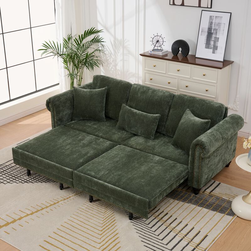 Sotcog 3-Seater Upholstered Sofa with Nailhead Trim image number 4