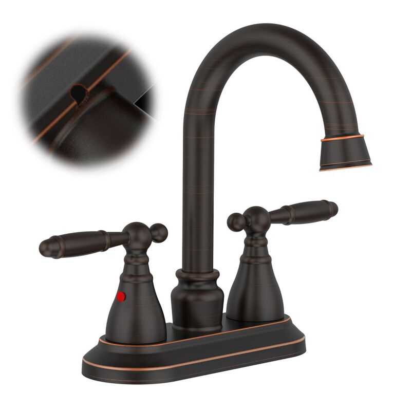 Oil-Rubbed Bronze Bathroom Faucet, 2-Handle Centerset with 360&deg; High Arc Swivel Spout for Vanity Sink