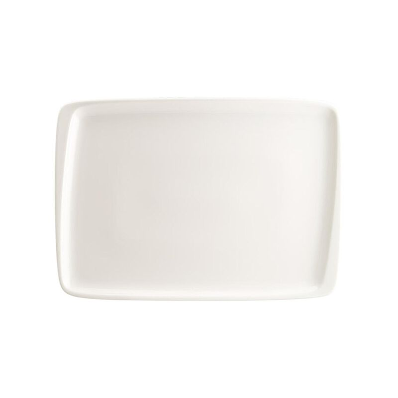 Moove 9" x 6" Rectangular Warm White Porcelain Plate (Set of 2)