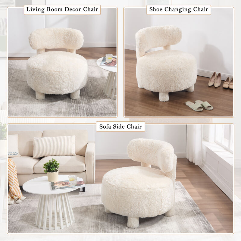 GOODSILO Curved Wingback Accent Chair with Plush Fur Fabric Upholstery for Enhanced Comfort and Modern Seating image number 5