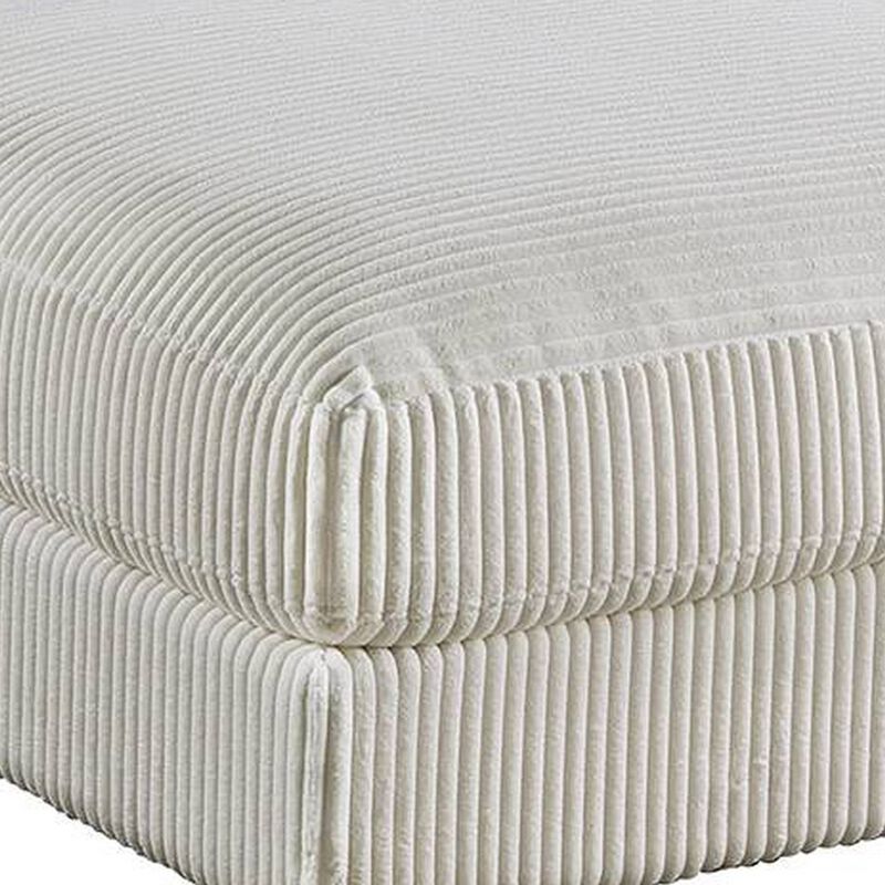 Joana Cocktail Ottoman, Light Gray Wide Welt Corduroy Fabric, 37 Inch - Benzara