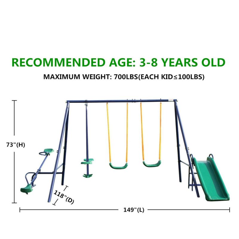Vegluf 4-in-1 Kids Outdoor Swing Set image number 9
