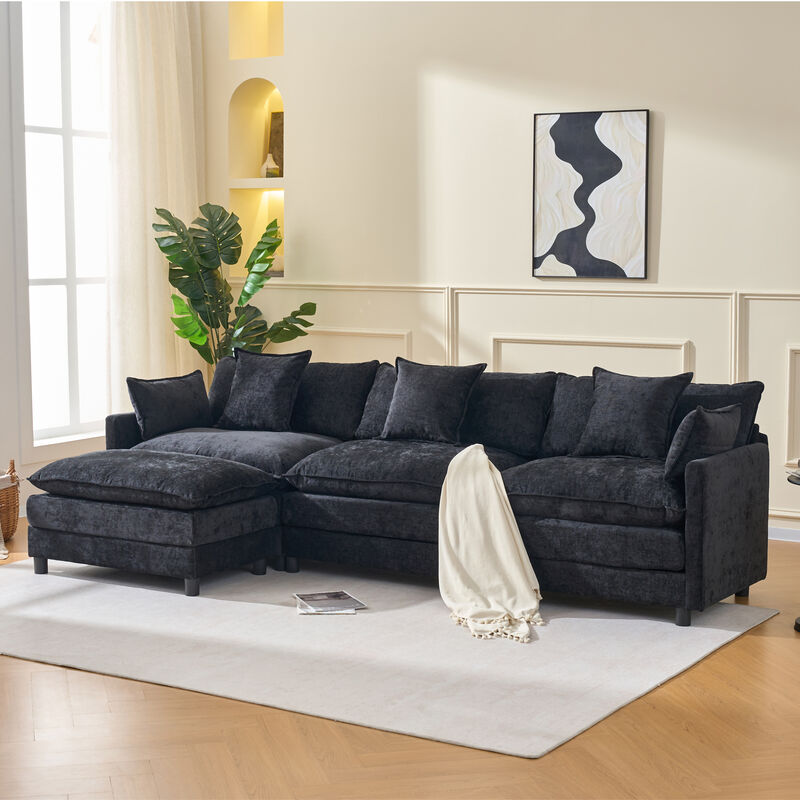 TATEUS 4-Seat L Shaped Modern Sofa Modular Sectional