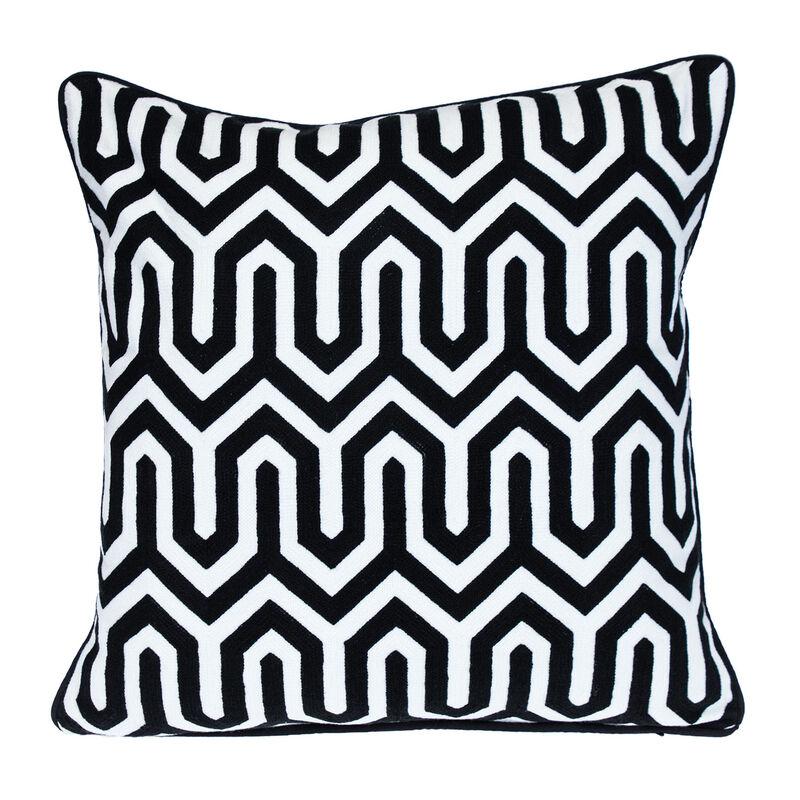 HomeRoots 20" Black Geometric Cotton Throw Pillow image number 0