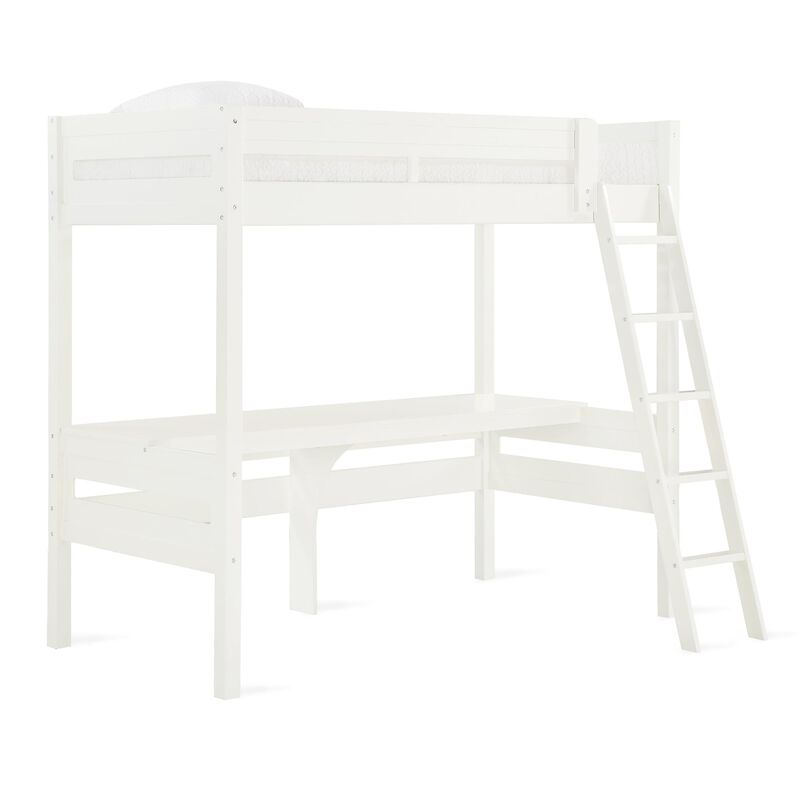 DHP Mountain View Loft Bed with Desk, White