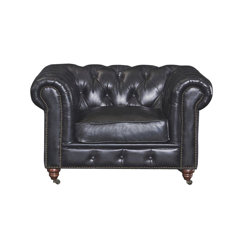 Crafters and Weavers Century Chesterfield Arm Chair - Slate Leather