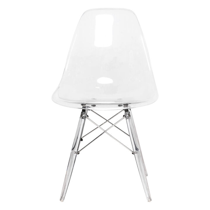 LeisureMod Dover Molded Side Chair with Acrylic Base, Set of 4