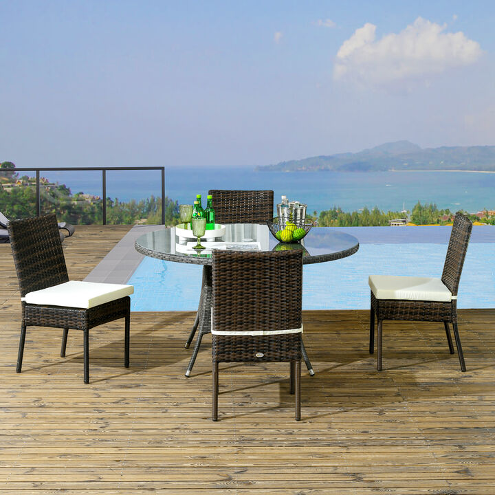 Hivvago Patio Seating Set with 4 Rattan Chairs