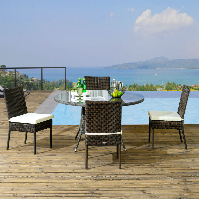 Hivvago Patio Seating Set with 4 Rattan Chairs image number 1