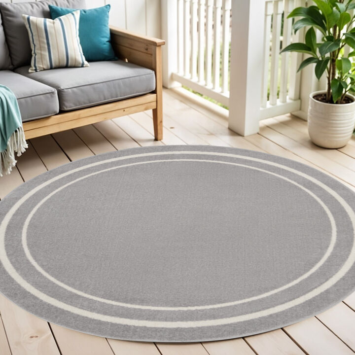 HomeRoots Round Indoor Outdoor Area Rug