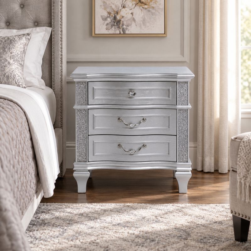Halvessa Crystal 3-Drawer Nightstand image number 1