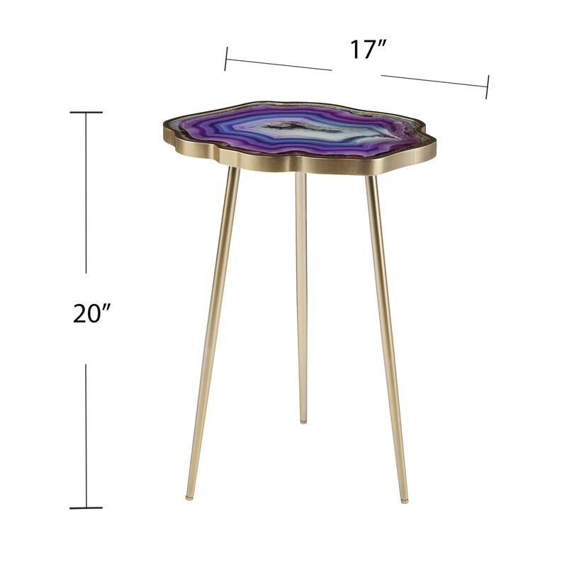 SEI Furniture Norcova Accent Table, 13.5 in x 17.5 in x 24 in, Purple/Gold