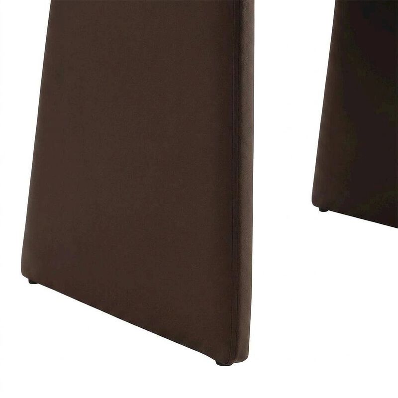 Performance Velvet Dining Armchair with Solid Wood Legs, Chocholate Brown image number 6