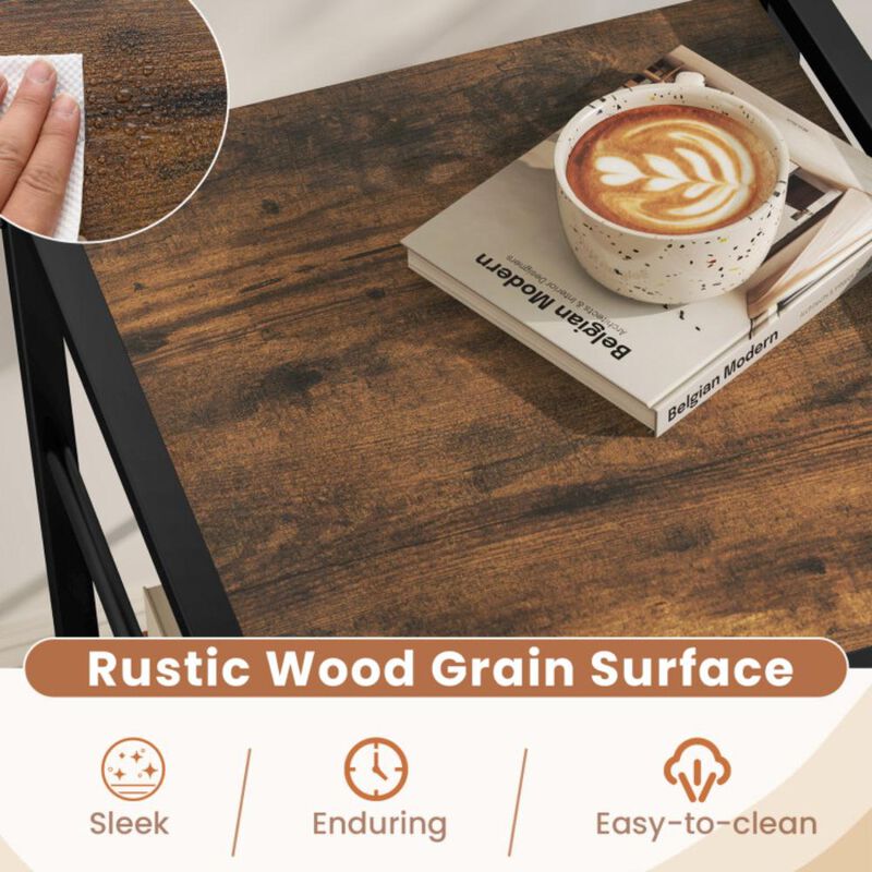 Hivvago Nightstand Industrial Bedside Table with Open Storage Shelf and Fabric Drawer