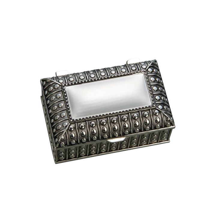 2.25" Silverplated Rectangular Box with Beaded Antique Design