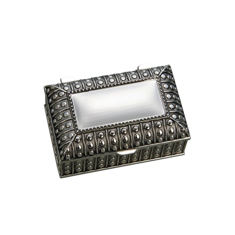 2.25" Silverplated Rectangular Box with Beaded Antique Design