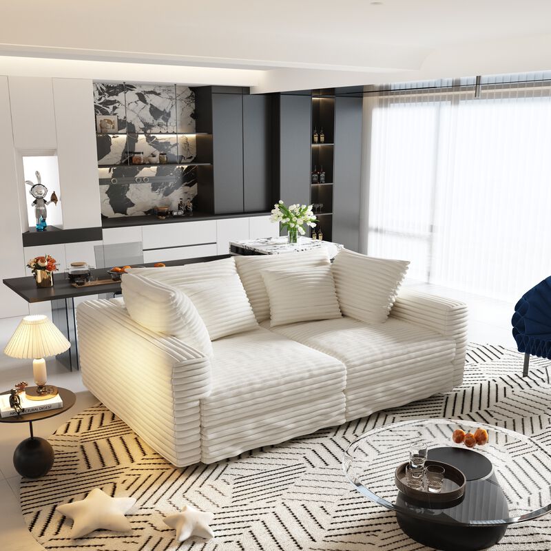 Merax Modern Comfy Upholstered 4-Seat Sofa Cloud Couch