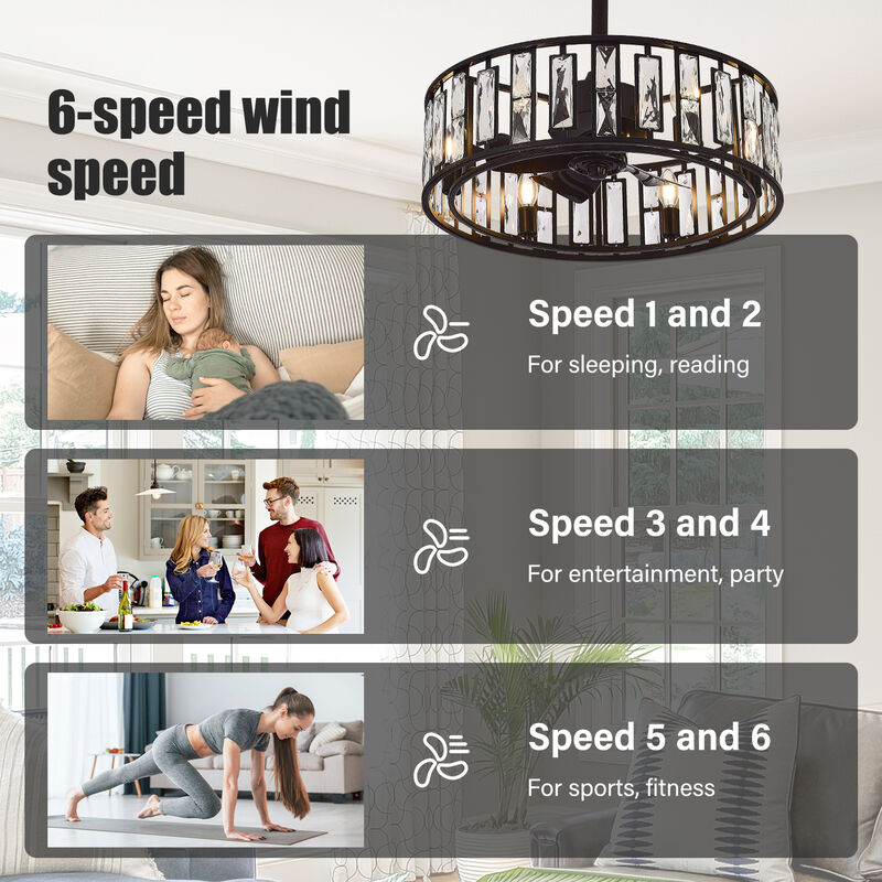 Breezary 20 in Ceiling Fan with Lights, 6 E12 Bulbs, 5 Blades,Remote Control image number 7