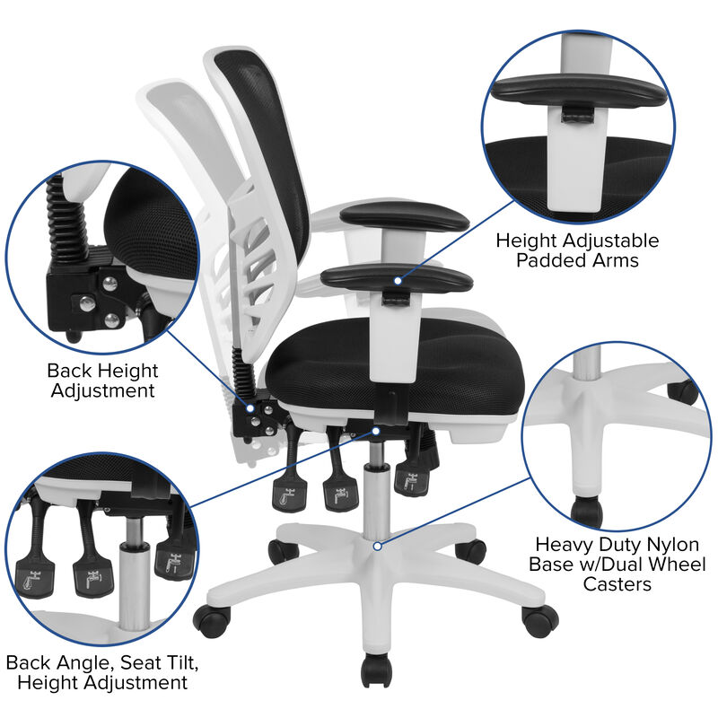 Nicholas Mid-Back Dark Gray Mesh Multifunction Executive Swivel Ergonomic Office Chair with Adjustable Arms image number 3