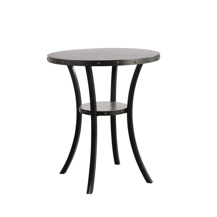 New Classic Furniture Furniture Crispin 36 Round Melamine Wood Pattern Bar Table in Gray