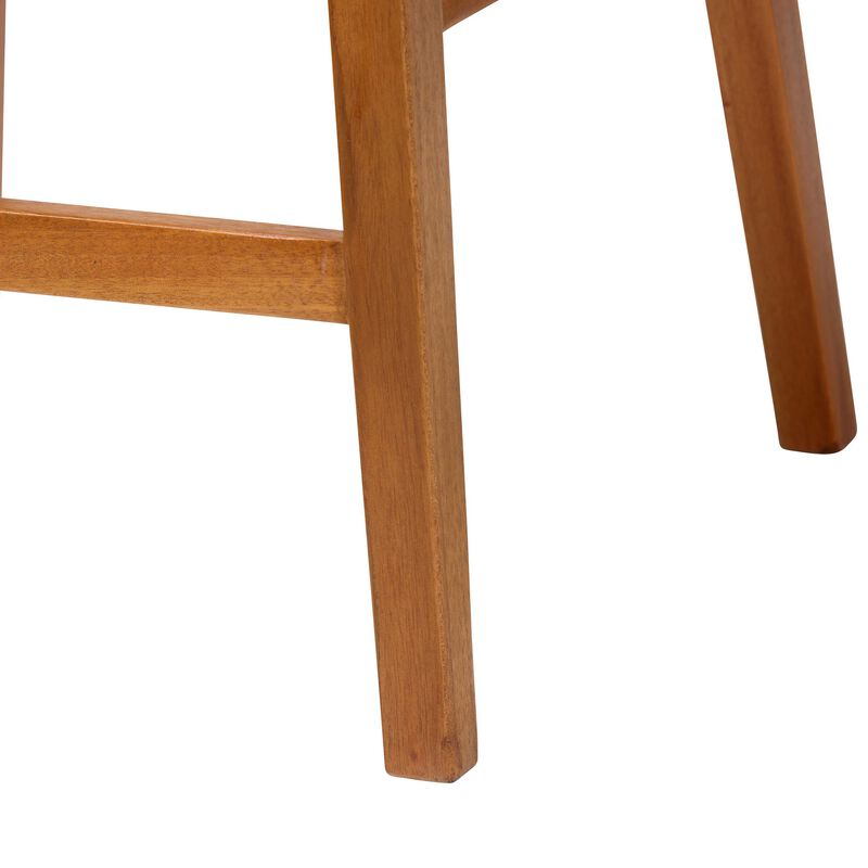 bali & pari Asgart Bohemian Seagrass and Mahogany Wood Bar Stool