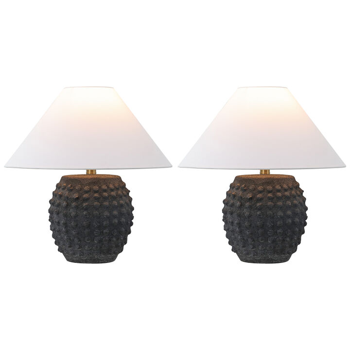 Effie 18.25" Minimalist Scandinavian Ceramic/Iron Hobnail LED Table Lamp