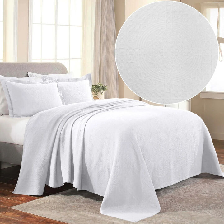 Lightweight Cotton Matelasse Bedspread and Shams Set for Bedroom