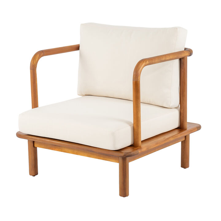 Christopher Knight Home Snee Farmhouse Patio Acacia Wood Club Chair with Cushion