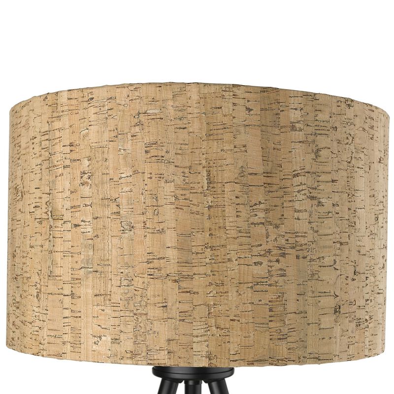 Hivvago 22" Black Metal Tripod Table Lamp With Beige Drum Shade