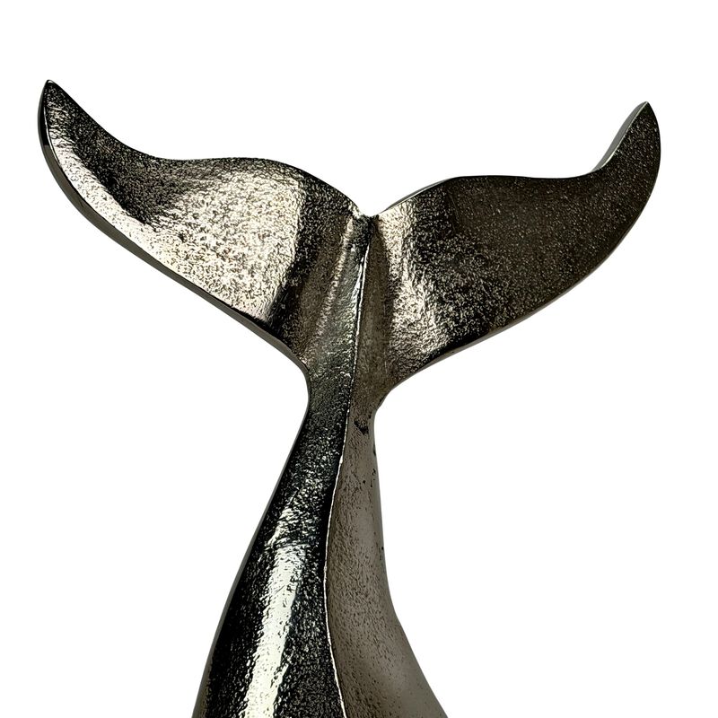 Decorative Whale Tail Bookends Set Of 2 Silver Cast Aluminum 7 In image number 4