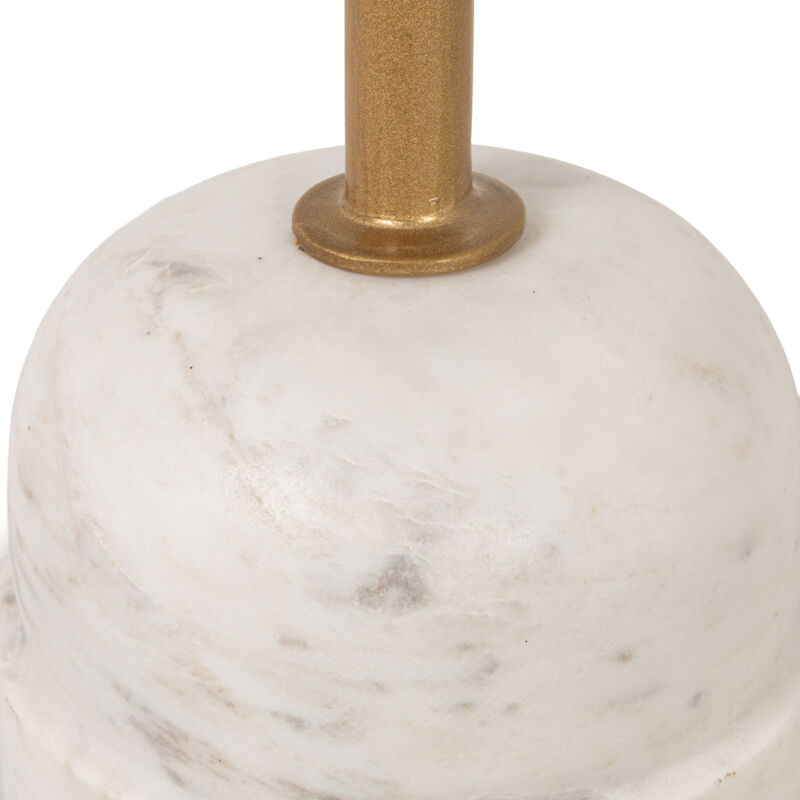 Natural Agate and White Marble Pedestal Drink Table with Gold Post image number 4