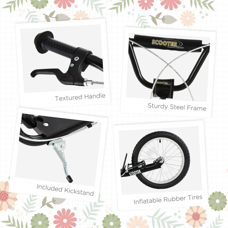 BreeBe Youth Scooter Kick Scooter, Max Load 220 LBS., with Adjustable Handlebar, 16" Inflatable Wheels, Dual Brakes image number 5