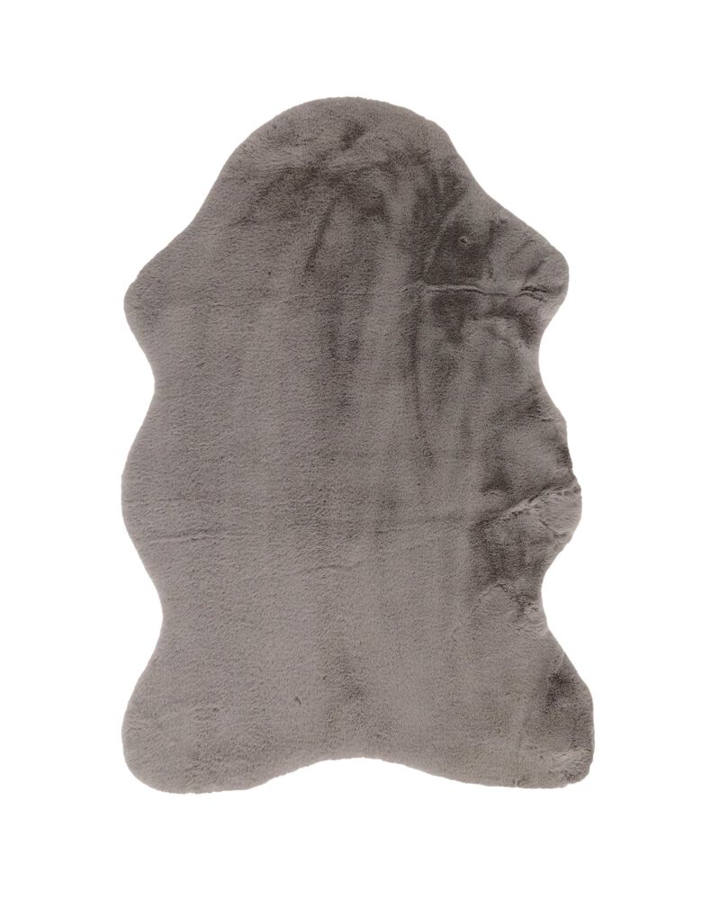 2' X 3' Gray Faux Rabbit Fur Area Rug image number 0