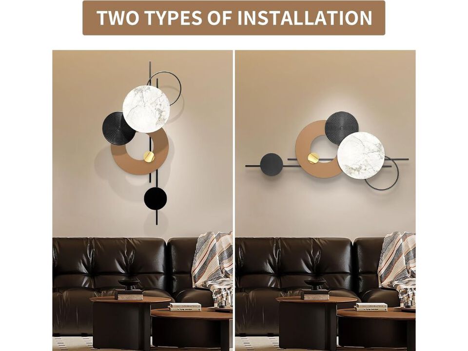 Large Metal Wall Art 3D Sculpture Modern Hanging Decor for Living Room Home Decor