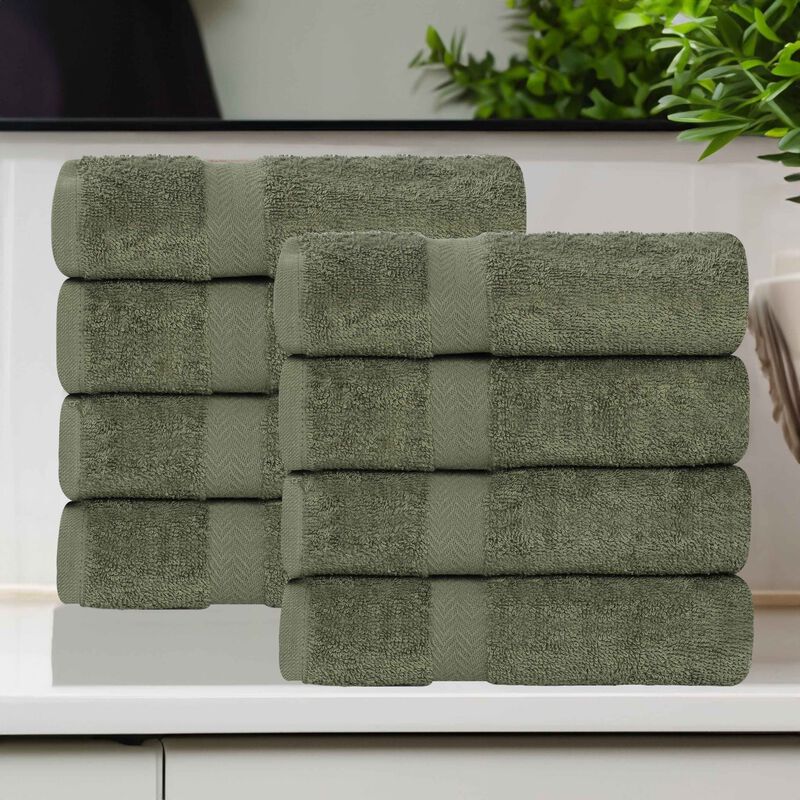 Absorbent Cotton Hand Towel Set of 8 for Bathroom, Spa and Kitchen Use image number 1