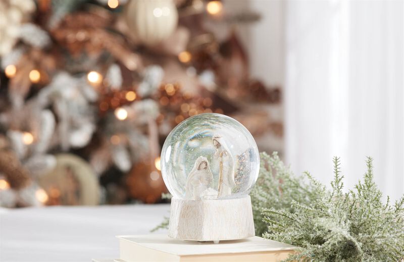 Lighted Musical Nativity Snow Globe – Religious Holiday Decor with Holy Family Figurine and Glitter Motion