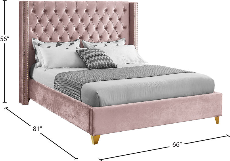 Meridian Furniture Barolo Pink Velvet Full Bed image number 7