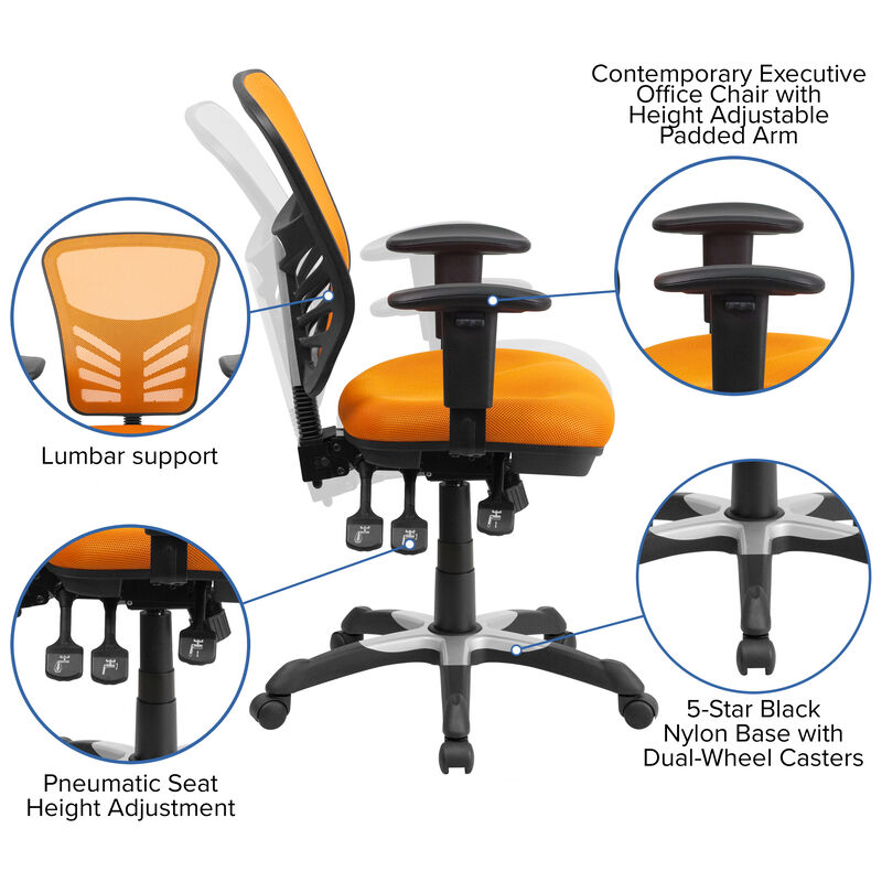 Nicholas Mid-Back Dark Gray Mesh Multifunction Executive Swivel Ergonomic Office Chair with Adjustable Arms image number 3