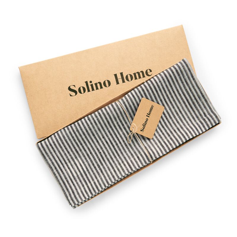Solino Home 100% Pure Linen Table Runner - Narrow Stripe