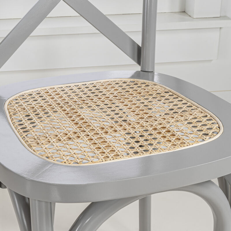 Cassis Classic Traditional X-Back Wood Rattan Dining Chair (Set of 2)