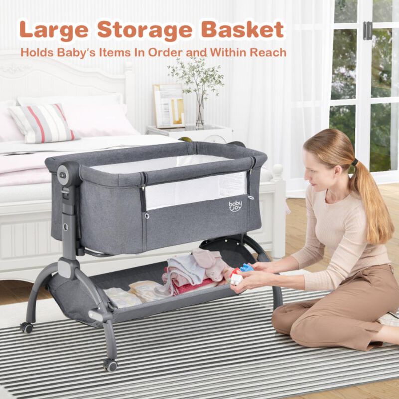 Hivvago 3-in-1 Baby Bassinet with Double-Lock Design and Adjustable Heights
