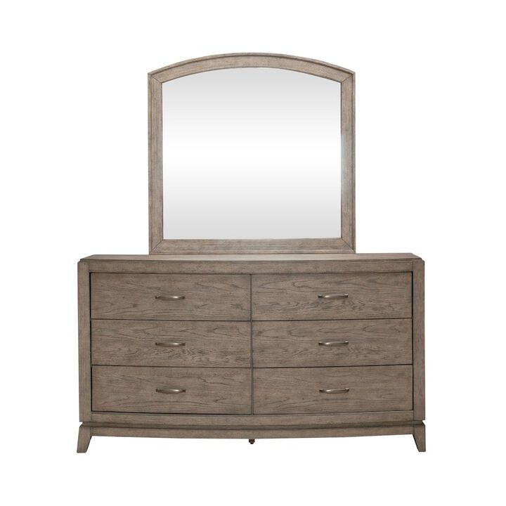 Liberty Furniture Avalon Dresser & Mirror for Bedroom - Burnished Beige Oak Wood