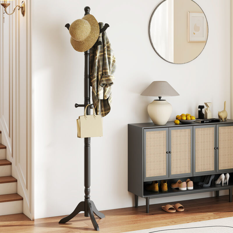 Entryway Hall Tree &ndash; Solid Wood with 11 Hooks and 3 Height Options image number 3