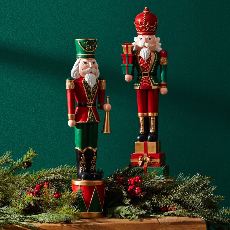 Set of 2 Holiday Nutcracker Soldiers for Christmas Mantel or Tabletop Display
