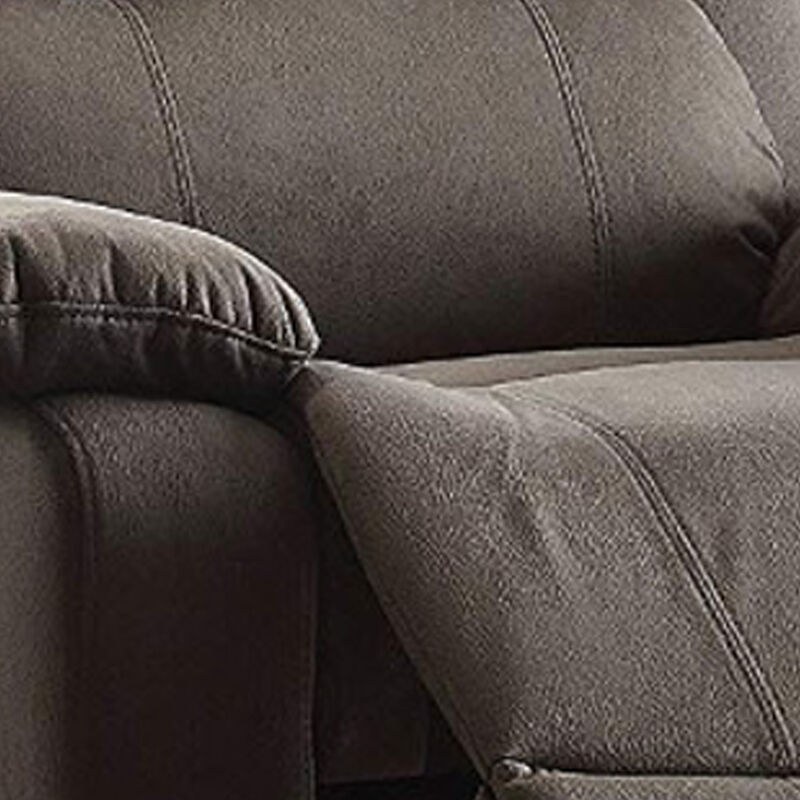Contemporary Style Upholstered Recliner with Cushioned Armrests, Charcoal Gray-Benzara