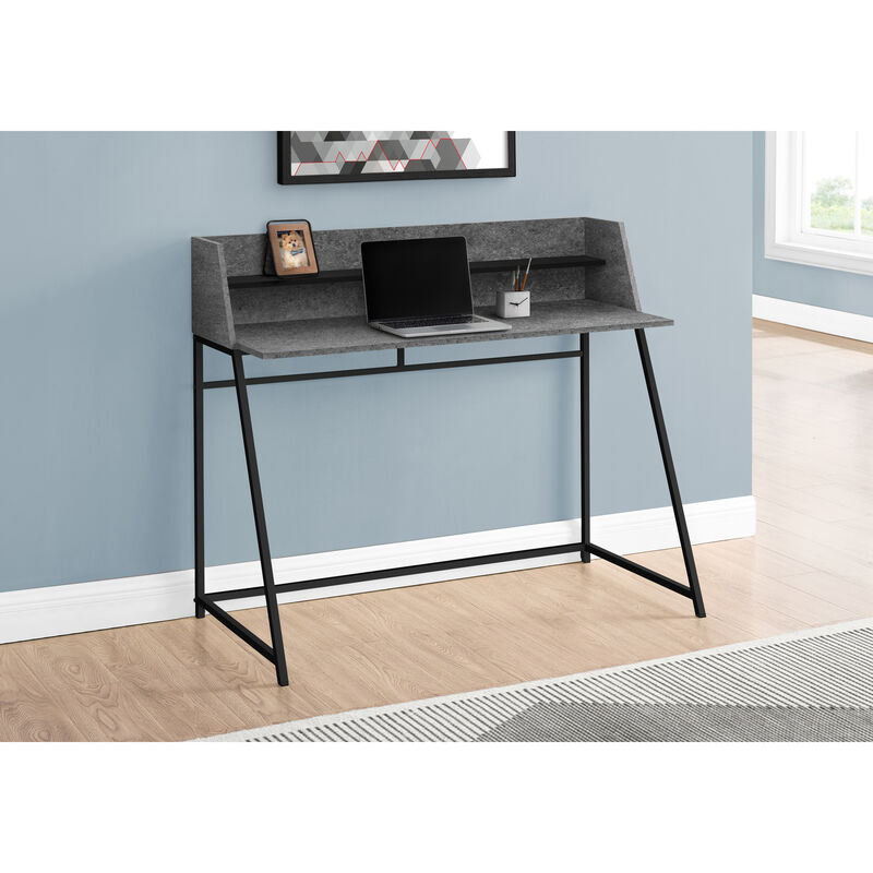 Monarch Specialties I 7550 Computer Desk, Home Office, Laptop, Storage Shelves, 48"L, Work, Metal, Laminate, Grey, Black, Contemporary, Modern