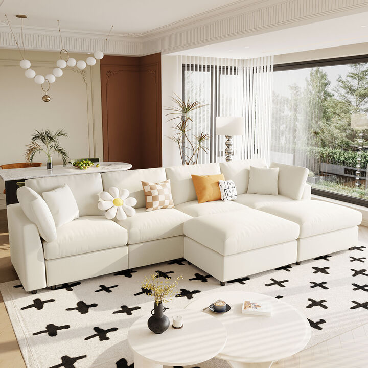 Spudmo 128" Large U-Shaped Sectional Sofa