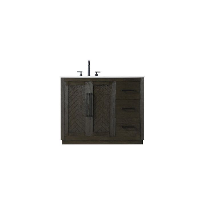 Elegant Kitchen and Bath 42 inch Single Bathroom Vanity in Chocolate Oak