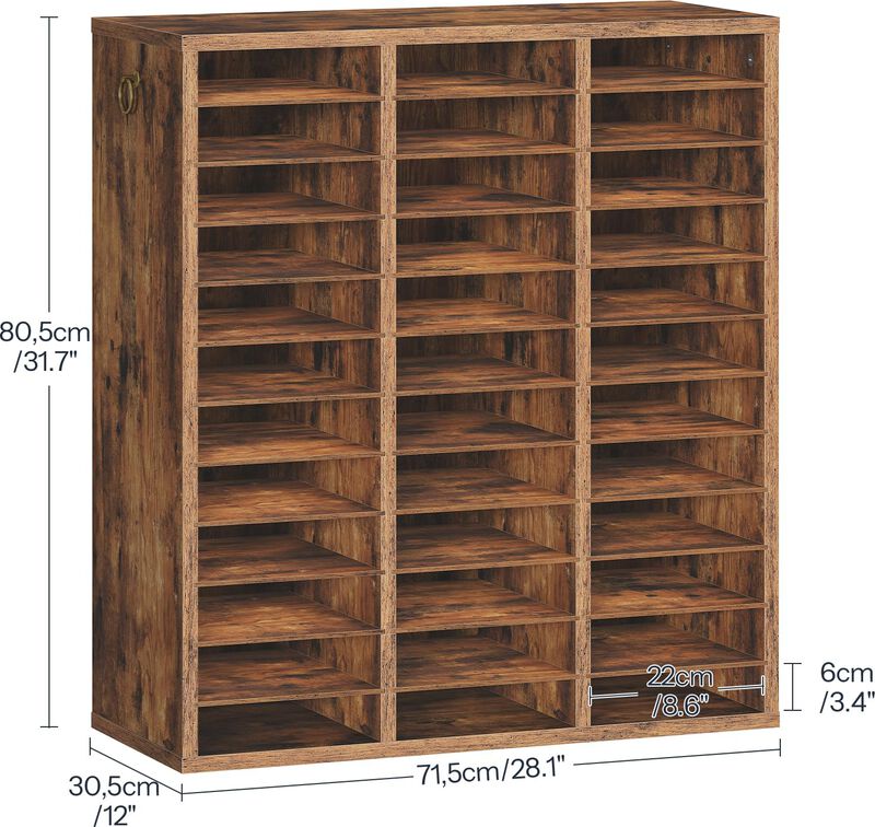 Wooden Mail Sorter Organizer with 36 Compartments and Adjustable Shelves image number 2